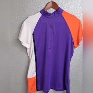 Chase 54 Colorblock Jersey  Purple, Orange & White.  UPF Protection   Size L